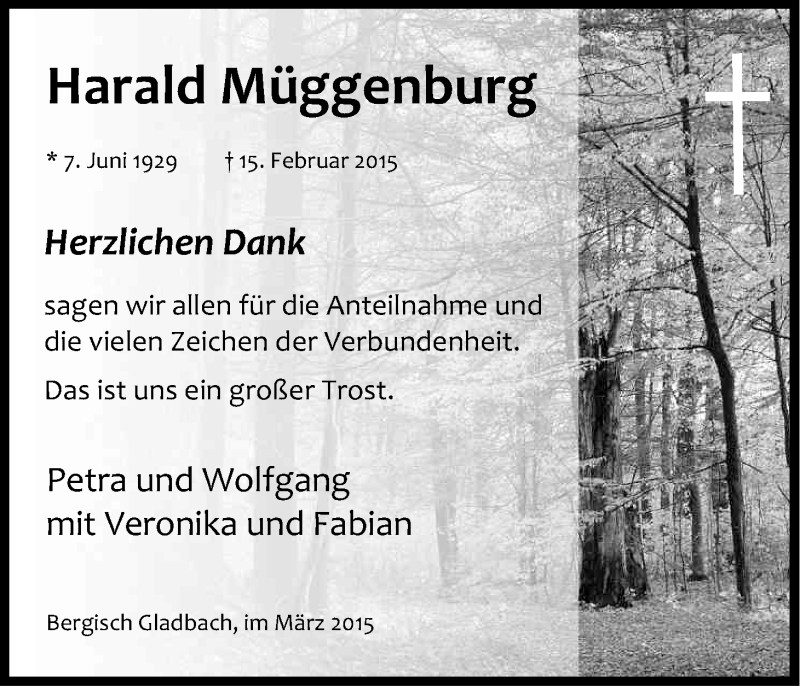  Traueranzeige für Harald Müggenburg vom 04.03.2015 aus Kölner Stadt-Anzeiger / Kölnische Rundschau / Express