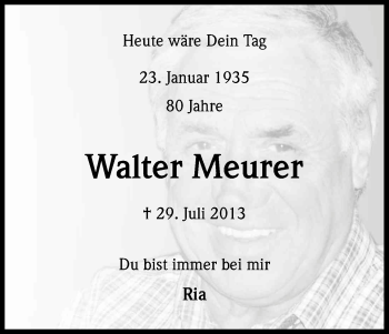 Anzeige von Walter Meurer von Kölner Stadt-Anzeiger / Kölnische Rundschau / Express