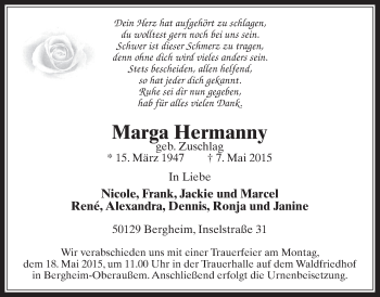 Anzeige von Marga Hermanny von  Werbepost 