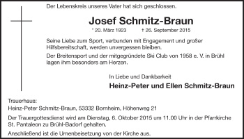 Anzeige von Josef Schmitz-Braun von  Schlossbote/Werbekurier 