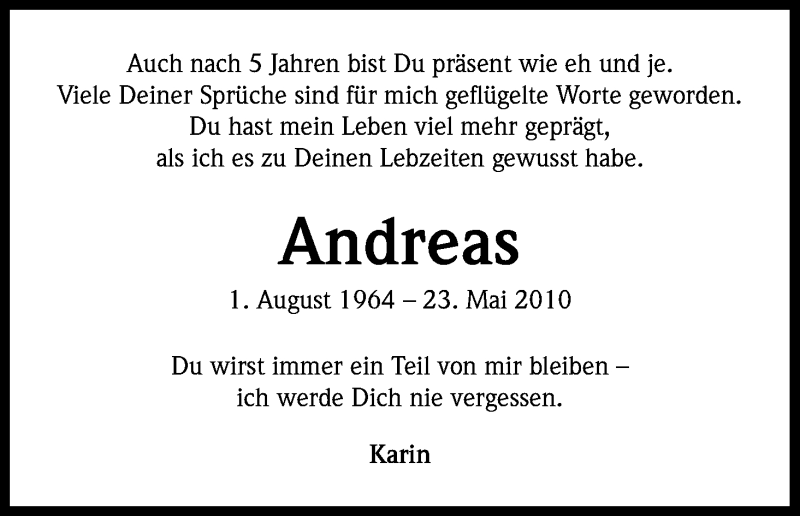  Traueranzeige für Andreas Wiens vom 23.05.2015 aus Kölner Stadt-Anzeiger / Kölnische Rundschau / Express