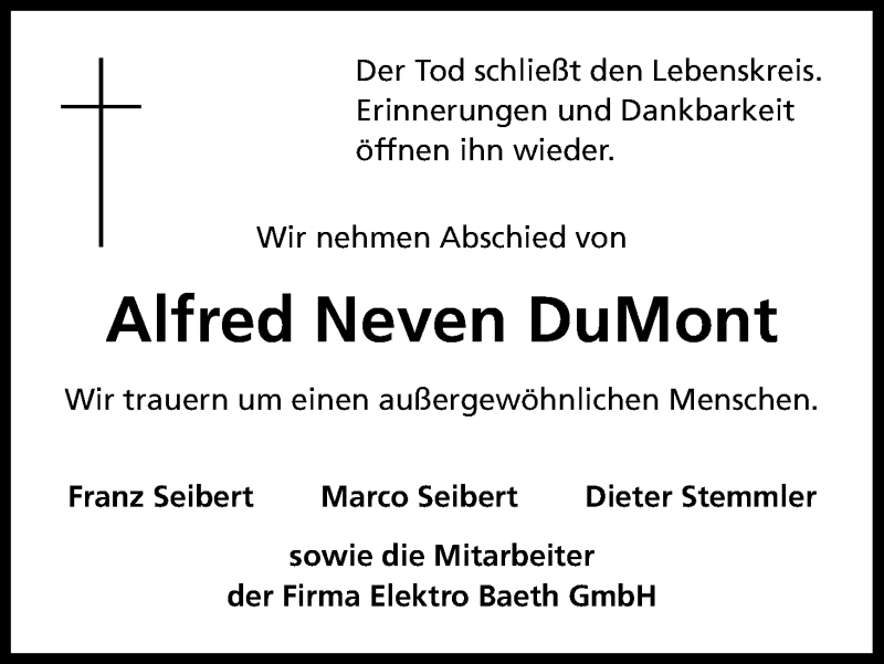  Traueranzeige für Alfred Neven DuMont vom 06.06.2015 aus Kölner Stadt-Anzeiger / Kölnische Rundschau / Express