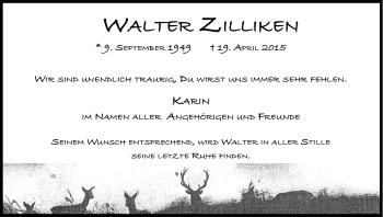 Anzeige von Walter Zilliken von Kölner Stadt-Anzeiger / Kölnische Rundschau / Express