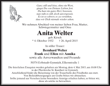 Anzeige von Anita Welter von  Werbepost 