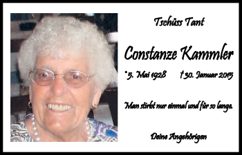 Anzeige von Constanze Kammler von Kölner Stadt-Anzeiger / Kölnische Rundschau / Express