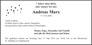 Anzeige von Andreas Marx von  Extra Blatt 