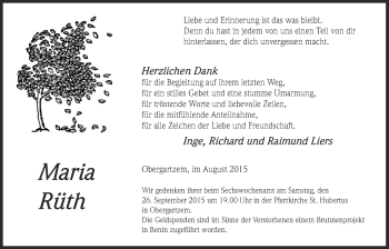 Anzeige von Maria Rüth von  Blickpunkt Euskirchen 