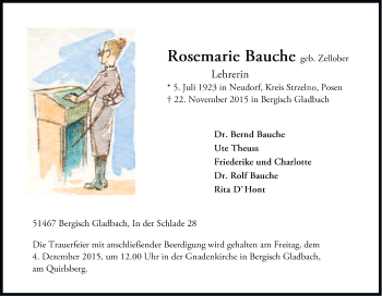 Anzeige von Bernd Bauche von Kölner Stadt-Anzeiger / Kölnische Rundschau / Express
