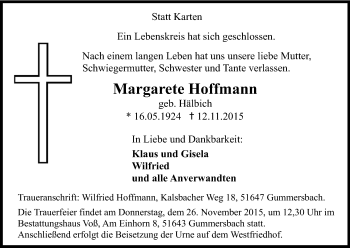 Anzeige von Margarete Hoffmann von Kölner Stadt-Anzeiger / Kölnische Rundschau / Express