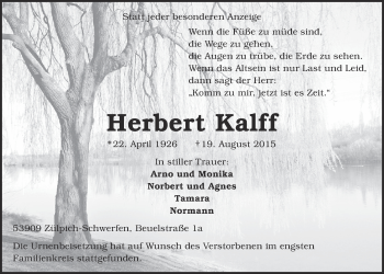 Anzeige von Herbert Kalff von  Blickpunkt Euskirchen 
