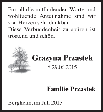 Anzeige von Grazyna Przastek von  Werbepost 