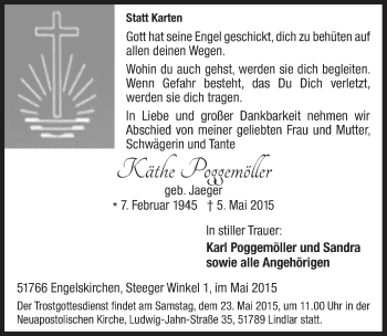 Anzeige von Käthe Poggemöller von  Anzeigen Echo 