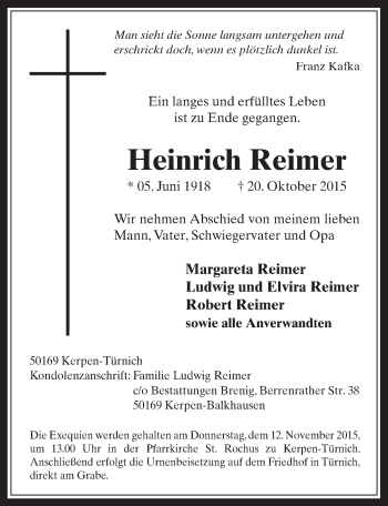 Anzeige von Heinrich Reimer von  Werbepost 