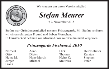 Anzeige von Stefan Meurer von  Wochenende 