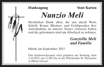 Anzeige von Nunzio Meli von  Wochenende 