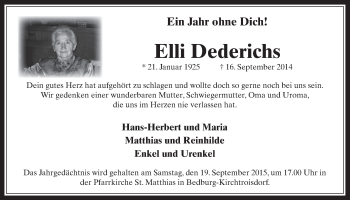 Anzeige von Elli Dederichs von  Werbepost 