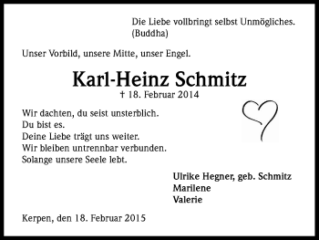 Anzeige von Karl-Heinz Schmitz von Kölner Stadt-Anzeiger / Kölnische Rundschau / Express
