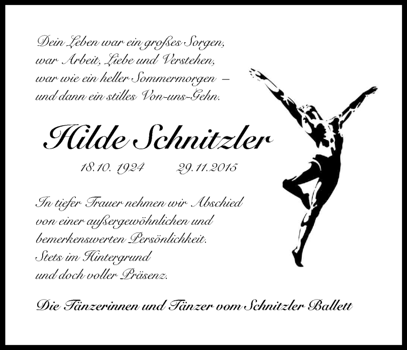  Traueranzeige für Hildegard Schnitzler vom 09.12.2015 aus Kölner Stadt-Anzeiger / Kölnische Rundschau / Express
