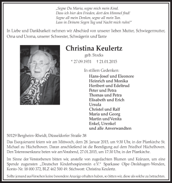 Anzeige von Christin Keulertz von  Sonntags-Post 