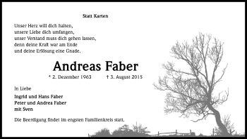 Anzeige von Andreas Faber von Kölner Stadt-Anzeiger / Kölnische Rundschau / Express