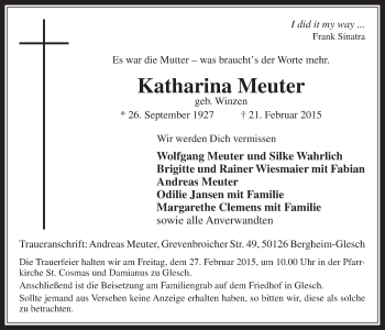 Anzeige von Katharina Meuter von  Werbepost 