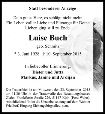 Anzeige von Luise Buch von  Kölner Wochenspiegel 
