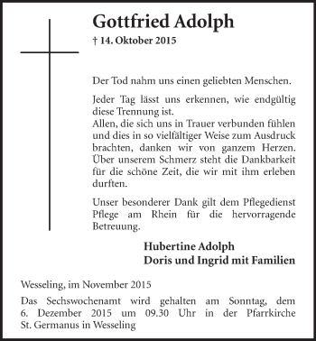 Anzeige von Gottfried Adolph von  Schlossbote/Werbekurier 