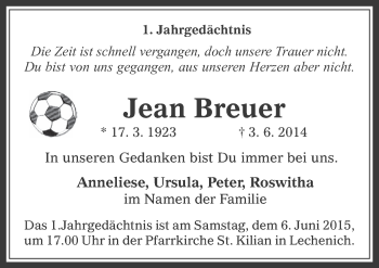 Anzeige von Jean Breuer von  Werbepost 