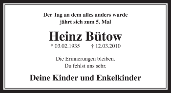 Anzeige von Heinz Bütow von  Werbepost 
