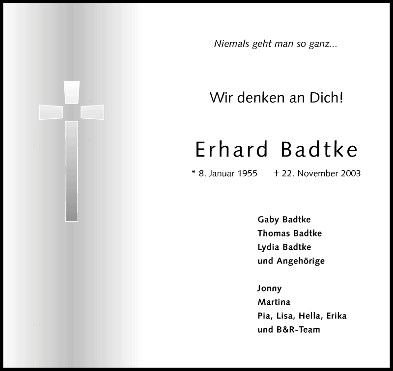  Traueranzeige für Erhard Badtke vom 21.11.2015 aus Kölner Stadt-Anzeiger / Kölnische Rundschau / Express