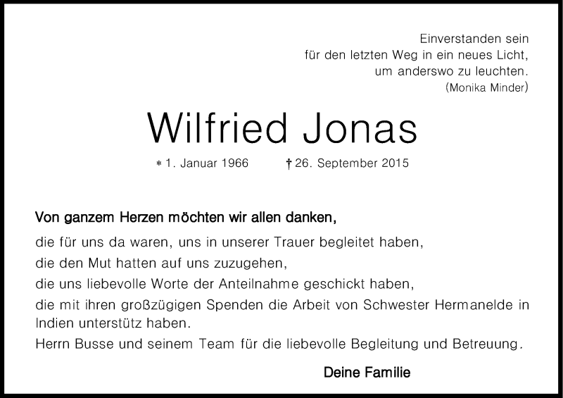  Traueranzeige für Wilfried Jonas vom 28.11.2015 aus Kölner Stadt-Anzeiger / Kölnische Rundschau / Express