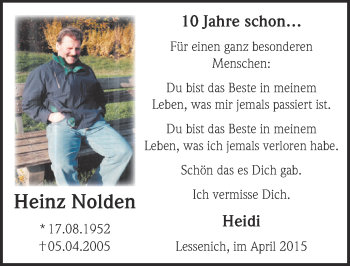 Anzeige von Heinz Nolden von  Blickpunkt Euskirchen 