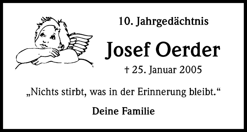  Traueranzeige für Josef Oerder vom 24.01.2015 aus Kölner Stadt-Anzeiger / Kölnische Rundschau / Express