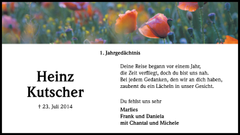 Anzeige von Heinz Kutscher von Kölner Stadt-Anzeiger / Kölnische Rundschau / Express