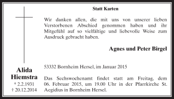Anzeige von Agnes Hiemstra von  Schaufenster/Blickpunkt  Schlossbote/Werbekurier  Extra Blatt 