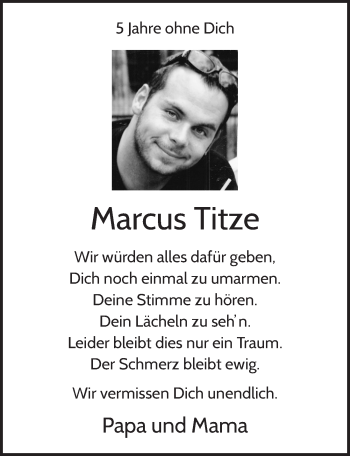 Anzeige von Marcus Titze von  Extra Blatt 