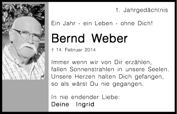 Anzeige von Bernd Weber von Kölner Stadt-Anzeiger / Kölnische Rundschau / Express