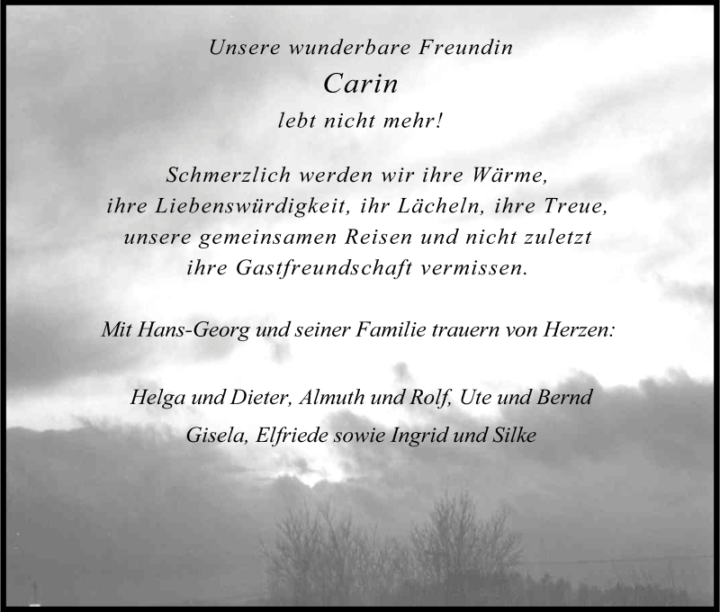  Traueranzeige für Carin  vom 18.07.2015 aus Kölner Stadt-Anzeiger / Kölnische Rundschau / Express