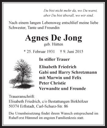 Anzeige von Agnes De Jong von  Werbepost 