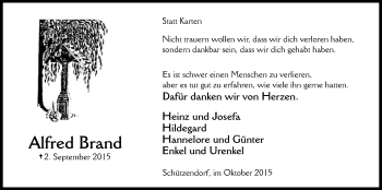 Anzeige von Alfred Brand von  Blickpunkt Euskirchen 