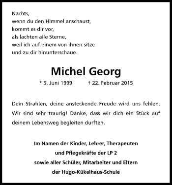 Anzeige von Michel Georg von Kölner Stadt-Anzeiger / Kölnische Rundschau / Express