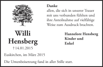 Anzeige von Willi Hensberg von  Blickpunkt Euskirchen 