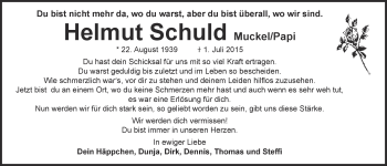 Anzeige von Helmut Schuld von  Kölner Wochenspiegel 