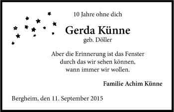 Anzeige von Gerda Künne von Kölner Stadt-Anzeiger / Kölnische Rundschau / Express