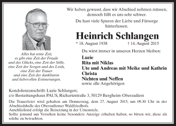 Anzeige von Heinrich Schlangen von  Werbepost 