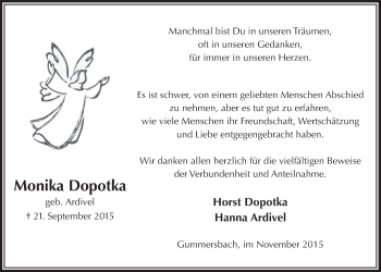 Anzeige von Monika Dopotka von  Anzeigen Echo 