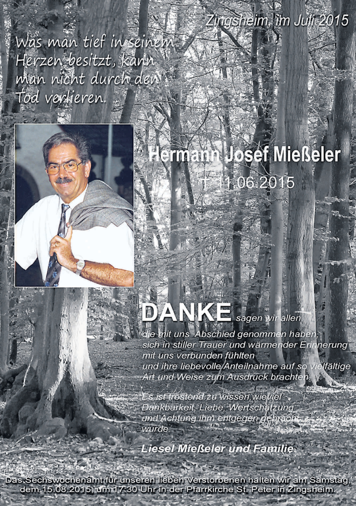  Traueranzeige für Hermann Josef Mießeler vom 22.07.2015 aus Kölner Stadt-Anzeiger / Kölnische Rundschau / Express
