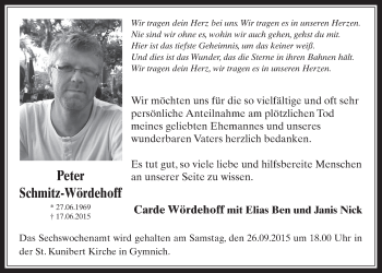 Anzeige von Peter Schmitz-Wördehoff von  Werbepost 