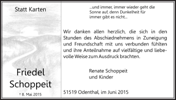 Anzeige von Friedel Schoppeit von  Bergisches Handelsblatt 