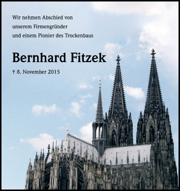 Anzeige von Bernhard Fitzek von Kölner Stadt-Anzeiger / Kölnische Rundschau / Express